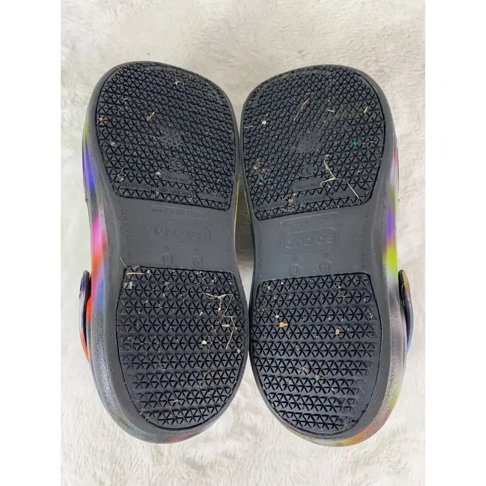 Crocs Classic Clogs Multicolor Graffiti Mens Size 9 Slip On Shoes